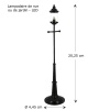 Lampadaire de rue ou de jardin miniature LED, noir, pour maisons de poupée, avec interrupteur et pile remplaçable, parfaite pour éclairage extérieur.