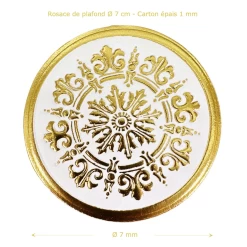 Rosace de plafond en carton doré pour maison de poupée, 7 cm de diamètre, embellit et complète parfaitement le décor de vos pièces miniatures.