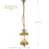 Suspension dorée style lanterne pour maison de poupée, 12 volts, offre un éclairage chaleureux et élégant, idéale pour toute scène miniature.