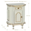 Table de nuit Louis XVI miniature en blanc et or pour maison de poupée, style élégant et raffiné.