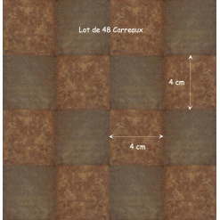 Carrelage réversible brun pour maison de poupée, chaque carreau mesure 4 cm x 4 cm. Lot de 48 carreaux