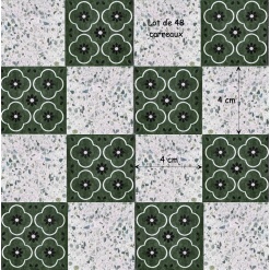 Lot de 48 carreaux réversibles pour maisons de poupées avec motifs floral et terrazzo. Superbe carrelage réversible.