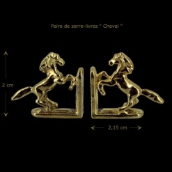 Serre-livres cheval en laiton brillant pour décoration de maison de poupée