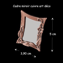 Miroir miniature en cuivre art déco avec cadre floral.