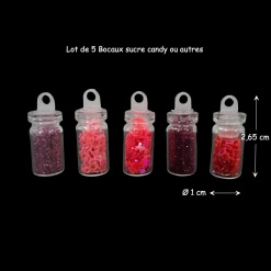 Lot de 5 bocaux à sucre candy pour décoration miniature.