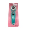 Cutter rotatif avec blocage de lame de 45 mm, manche turquoise, outil pour découpe précise.