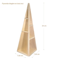 Présentoir de magasin de forme pyramidale étagère en bois brut pour maison de poupée