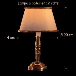 Lampe à poser pied en laiton pour maison de poupée 12 volts