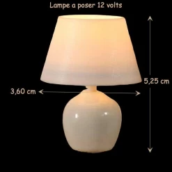 Lampe à poser 12 volts, pied en céramique, pour maison de poupée, éclairage miniature réaliste.