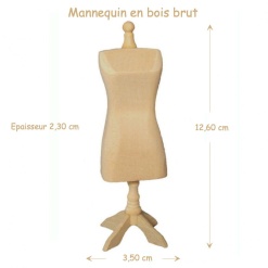 Mannequin pour couture en bois brut miniature, accessoire pour maison de poupée échelle 1:12
