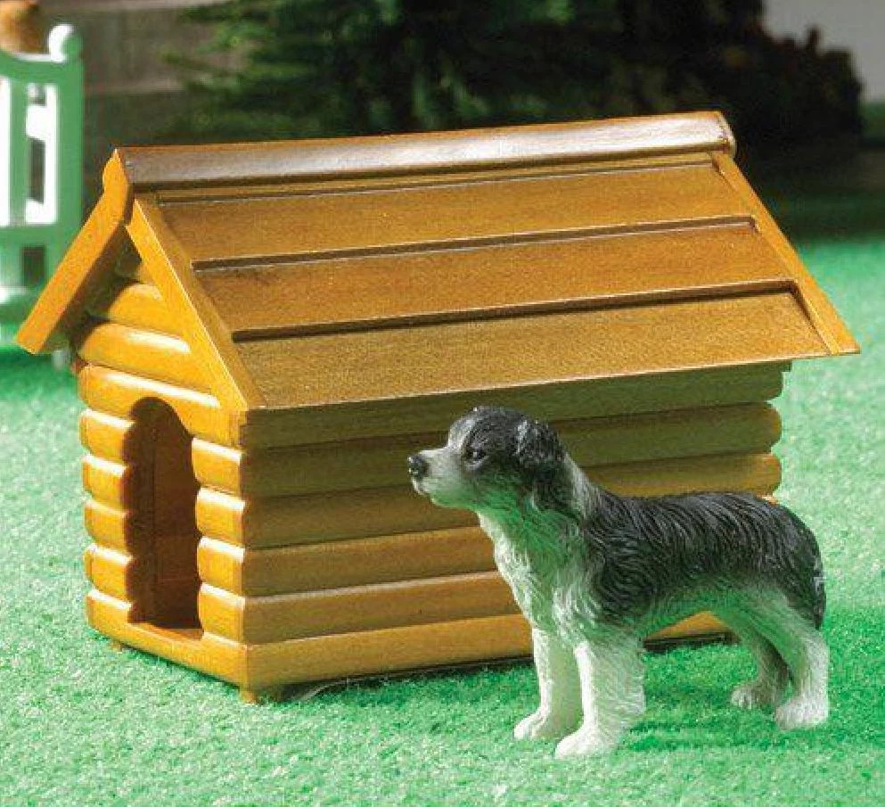 Niche en bois pour chien miniature.