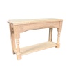 Table de hall en bois brut pour maison de poupée, dimensions : 7,60 cm x 2,50 cm x 5,25 cm