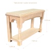 Table de hall en bois brut pour maison de poupée, dimensions : 7,60 cm x 2,50 cm x 5,25 cm
