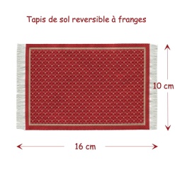 apis réversible rouge et doré avec franges pour maison de poupée.