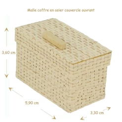 Malle en osier miniature couvercle ouvrant.