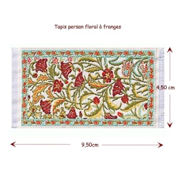 Tapis persan floral miniature avec franges