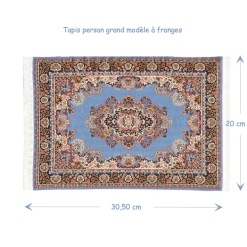 Tapis persan grand modèle avec motifs détaillés et franges.