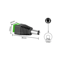 Connecteur jack mâle à visser pour câbles électriques, 5.5mm x 2.1mm, pour maison de poupée miniature.