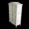 Armoire blanche aménagée peinte avec décor de fleurs pour maison de poupée.