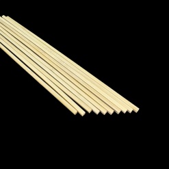 Baguettes carrées en bois clair - Section 4,8 mm x 300 mm - Lot de 10