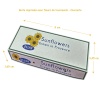 Fleurs de tournesols miniatures en boîte imprimée ouvrante pour maison de poupées.