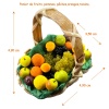 Panier de fruits miniature avec pommes, oranges, pêches et raisins pour maisons de poupées à l’échelle 1:12.
