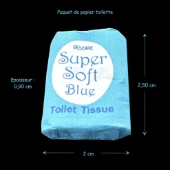 Paquet de papier toilette miniature bleu pour maison de poupée. 2,50 x 2 cm - Épaisseur 0,90 cm