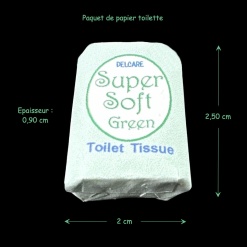 Paquet de papier toilette miniature vert pour maison de poupée. 2,50 x 2 cm - Épaisseur 0,90 cm