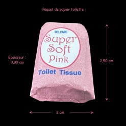 Paquet de papier toilette miniature rose pour maison de poupée. 2,50 x 2 cm - Épaisseur 0,90 cm