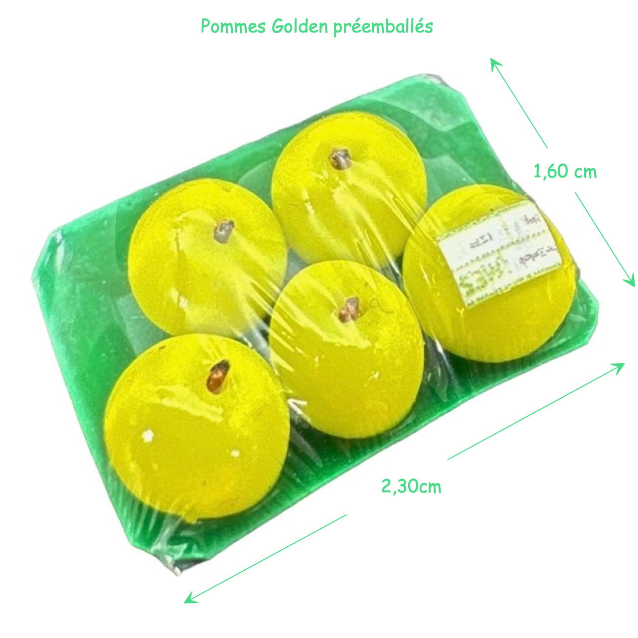 Pommes golden emballées, miniatures réalistes pour maisons de poupées à l’échelle 1:12.