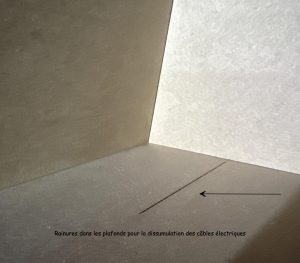 Exemple de rainures pour la dissimulation des câbles électriques dans les maisons de poupée