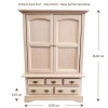 Armoire miniature bois brut avec tiroirs et portes ouvrantes. Avec mesures