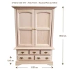 Armoire miniature bois brut avec tiroirs et portes ouvrantes. Avec mesures