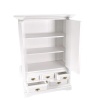 Armoire blanche miniature avec tiroirs et étagères portes ouvertes