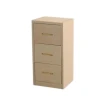 Classeur miniature en bois brut avec trois tiroirs fonctionnels pour maison de poupée