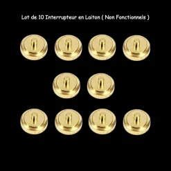Interrupteur en laiton miniature pour maison de poupée, lot de 10 pièces non fonctionnelles.