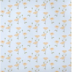 Papier coquelicot rose miniature sur fond bleu très clair pour maison de poupée. Élégance et simplicité de pose.