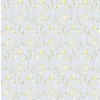 Papier peint floral miniature, fleur jaune et vert clair sur fond bleu clair pour maison de poupée. Idéal pour une décoration élégante et réaliste.