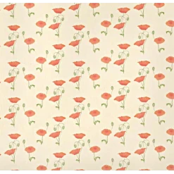 Papier coquelicot rouge miniature sur fond jaune clair pour maison de poupée. Élégance et simplicité de pose.