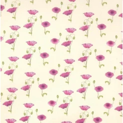 Papier coquelicot violet miniature sur fond jaune clair pour maison de poupée. Élégance et simplicité de pose.