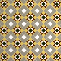 Sol carrelage miniature, motif ancien avec frise pour maisons de poupée, sans la frise