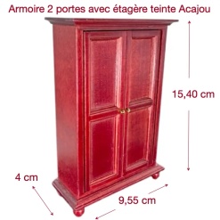 armoire miniature bois acajou vue de côté 1/12e avec dimensions