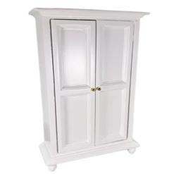 armoire miniature bois peint blanc vue en perspective 1/12e
