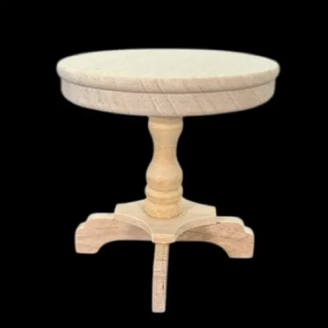 Guéridon en bois brut miniature 1/12ᵉ fond noir