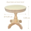 Guéridon en bois brut miniature 1/12ᵉ avec mesures
