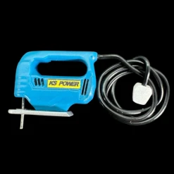 Scie sauteuse miniature bleue avec fil pour maison de poupée échelle 1:12. vue principale