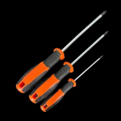 Tournevis cruciforme miniature, idéal pour montage maison de poupée. Lot de 3 outils en acier Chromé Vanadium, ergonomiques et précis. Vue principale