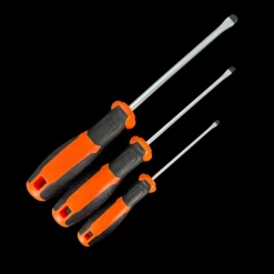 Tournevis plats pour maison de poupée miniature. Lot de 3 en acier Chromé Vanadium, idéal pour bricolage précis et modélisme.Vue principale