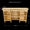 Étagère en bois verni miniature avec niches et porte-assiettes, idéale pour organiser une cuisine de maison de poupée avec charme et réalisme. Vue principale avec dimensions