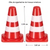 Lot de 2 cônes de signalisation miniatures rouges et blancs, parfaits pour recréer des zones de travaux réalistes dans vos dioramas et maisons de poupée. avec dimensions